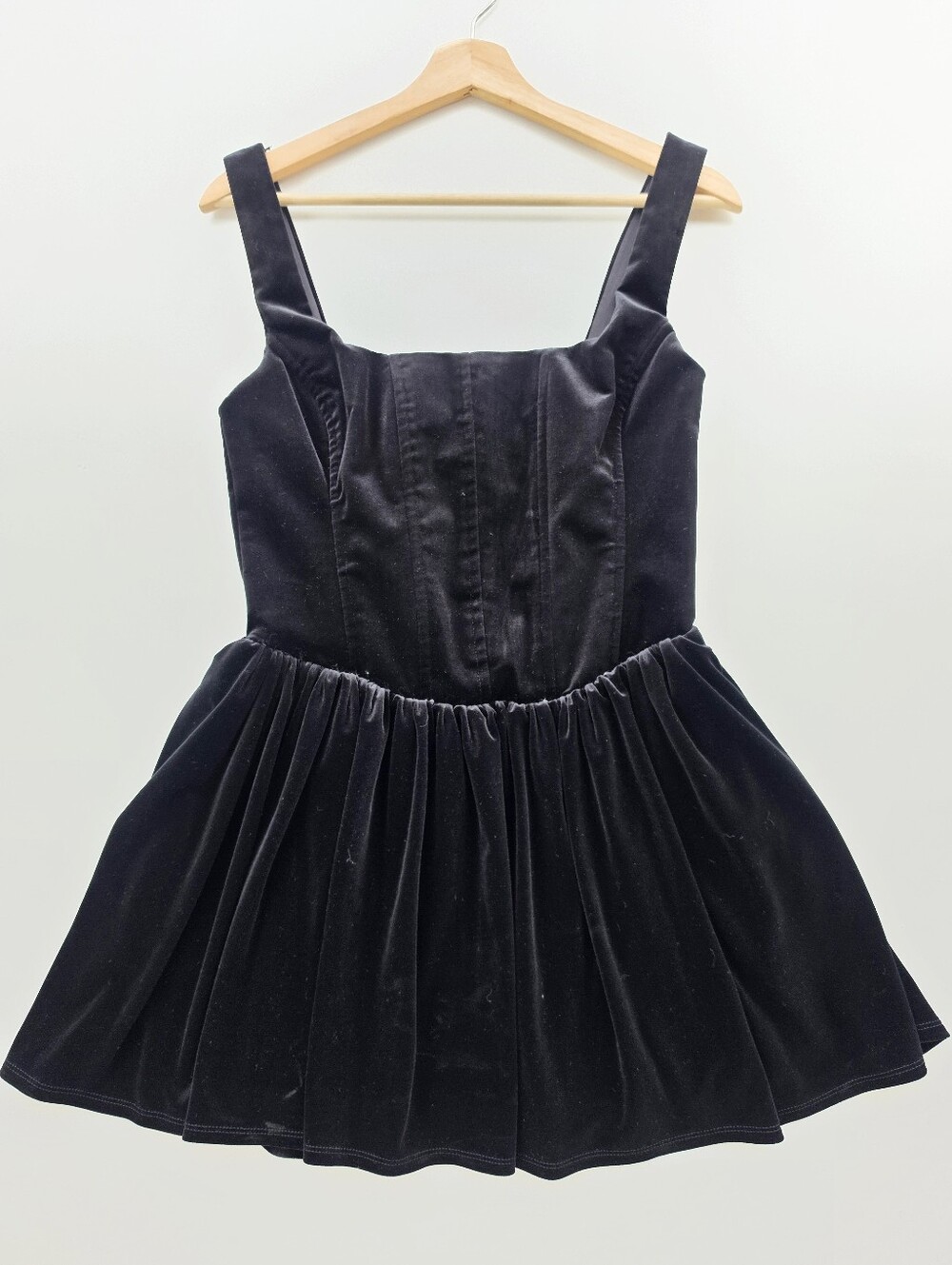 Zara Black Velvet Gathered Corset Sleeveless‎ Mini Dress